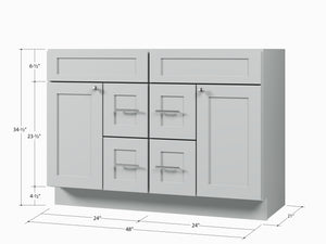Disar 48 Inch Double Bathroom Vanity Base Only Cabinet Without Top Shaker Style Solid Wood Plywood
