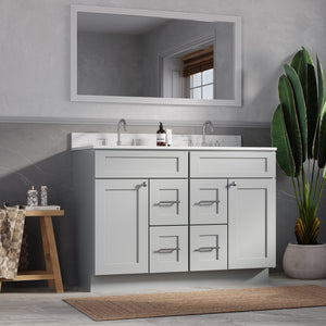 Disar 48" Double Bathroom Vanity Drawer With Carrara Quartz Top-side Splash&back Splash