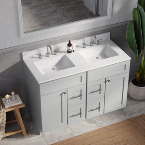 Disar 48" Double Bathroom Vanity Drawer With Carrara Quartz Top-side Splash&back Splash