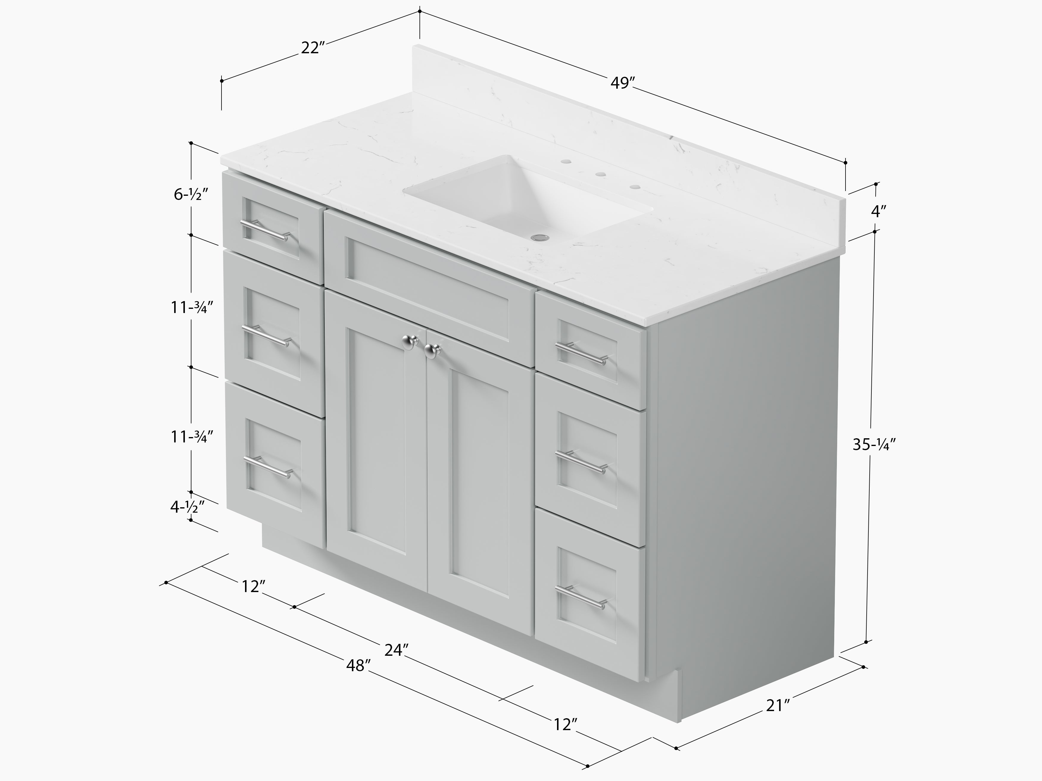 49'' Single Bathroom Vanity with Carrara Quartz Top