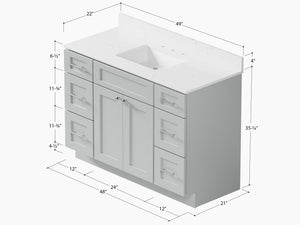 49'' Single Bathroom Vanity with Carrara Quartz Top