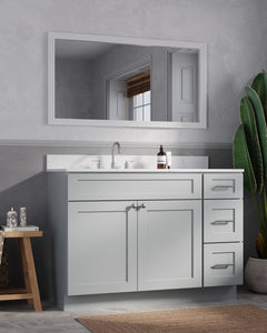 Disar 49'' Drawer Right Single Bathroom Vanity with Quartz Top
