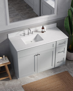 Disar 49'' Drawer Right Single Bathroom Vanity with Quartz Top