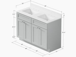Disar 48" Double Bathroom Vanity Shaker With Carrara Quartz Top-side Splash&back Splash