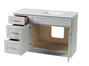 Disar 52'' Drawer Left Single Bathroom Vanity with Quartz Top