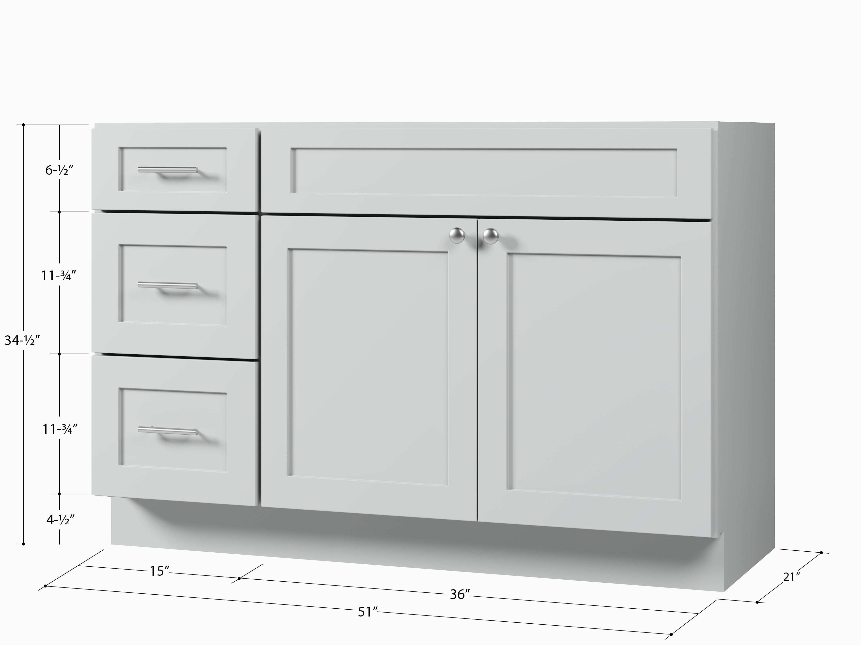 Disar 51" Single Bathroom Vanity Base Only in White (Left Drawer)