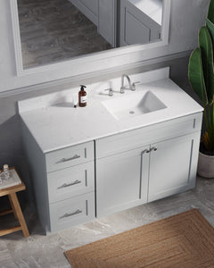Disar 52'' Drawer Left Single Bathroom Vanity with Quartz Top