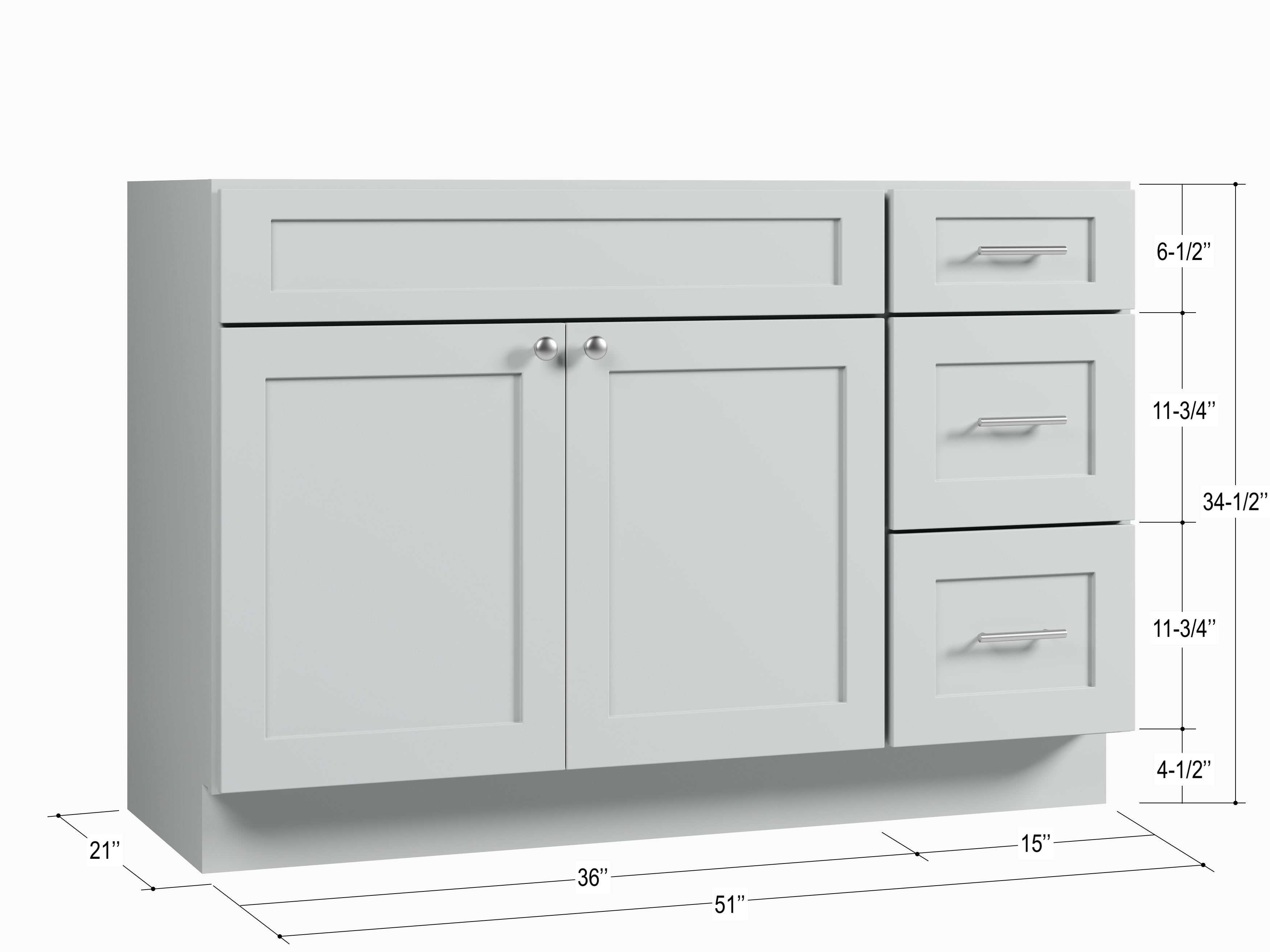 Disar 51" Single Bathroom Vanity Base Only in White