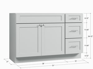 Disar 51" Single Bathroom Vanity Base Only in White