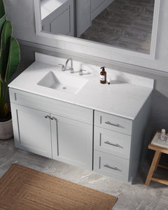 Disar 52'' DrawerLeft Single Bathroom Vanity with Quartz Top