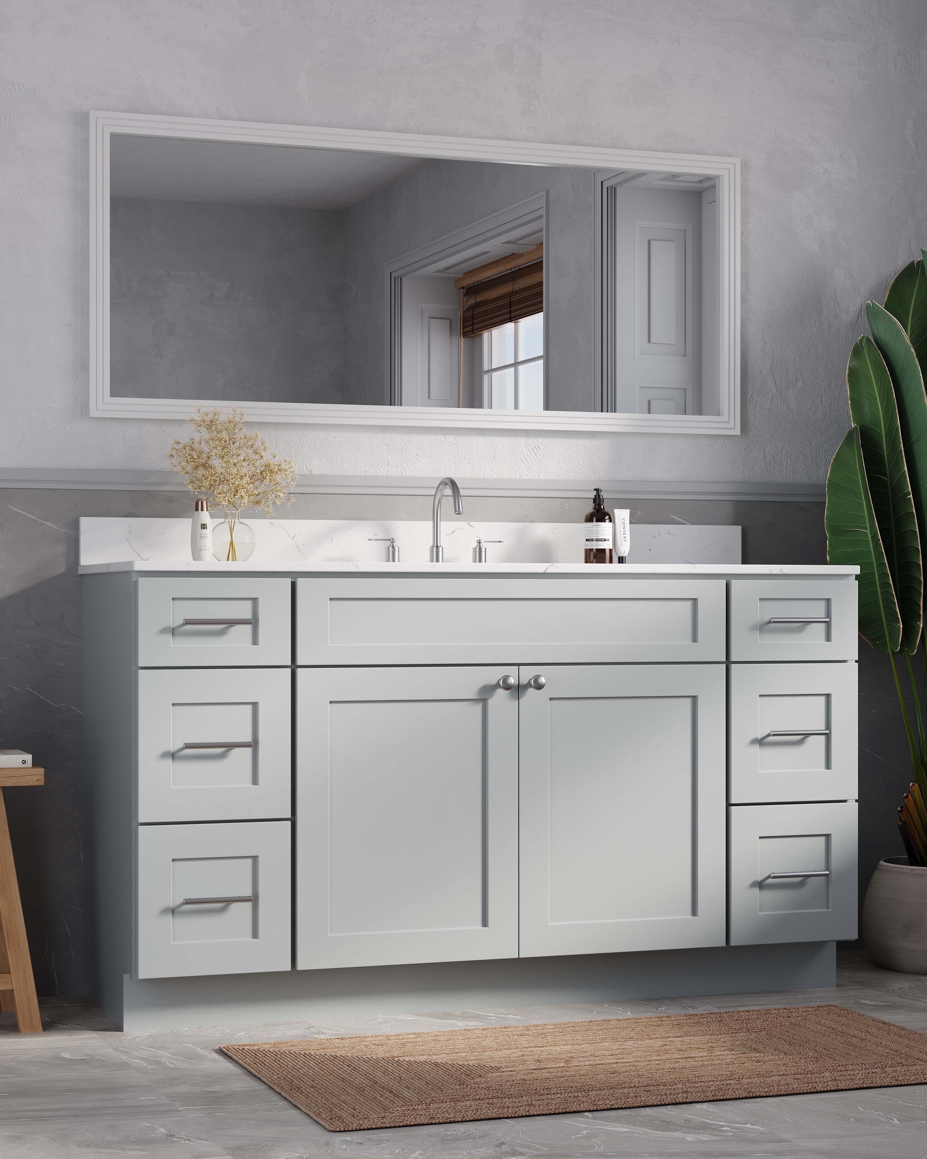61'' Single Bathroom Vanity with Carrara Quartz Top
