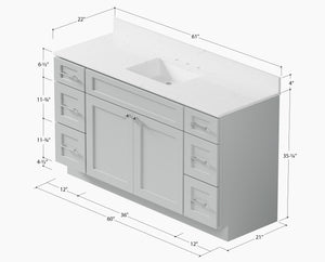 61'' Single Bathroom Vanity with Carrara Quartz Top