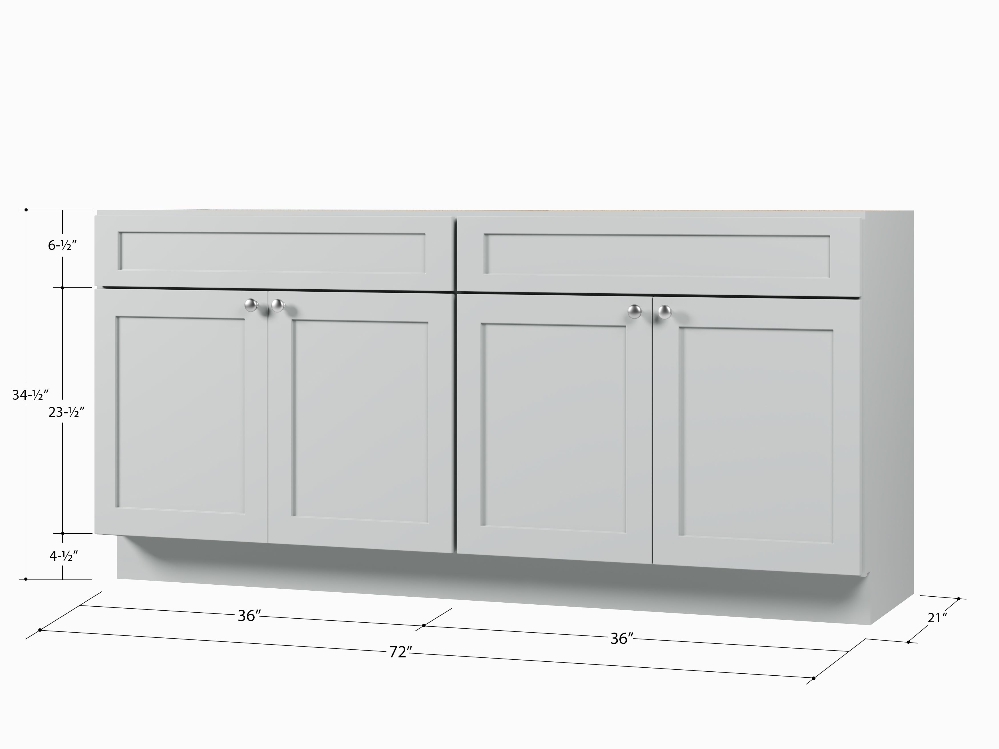 Disar 72" Double Bathroom Vanity Base Only in White