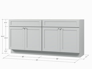 Disar 72" Double Bathroom Vanity Base Only in White