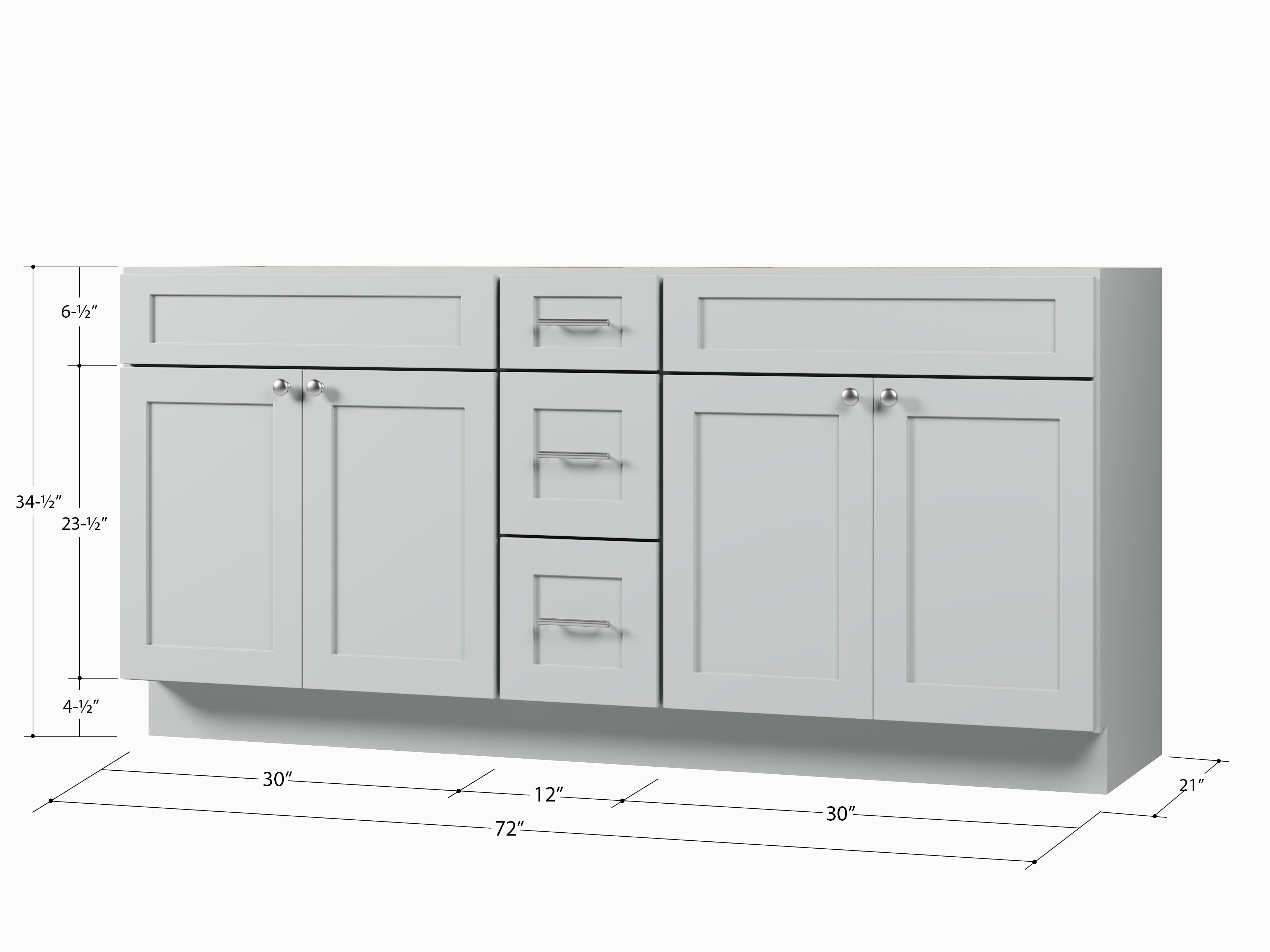 Disar 72" Double Bathroom Vanity Base with Drawers