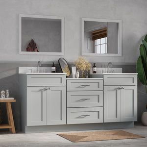 72'' Double Bathroom Vanity Cabinet Shaker Dovetail Solid Wood Drawer Carrara Quartz Top