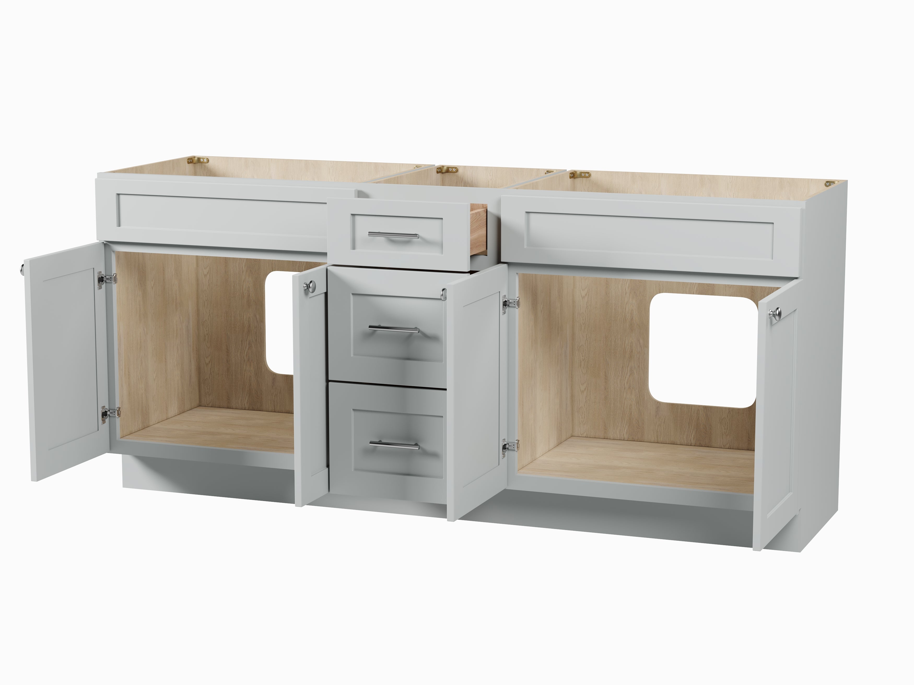 75" Double Bathroom Vanity Base only in White