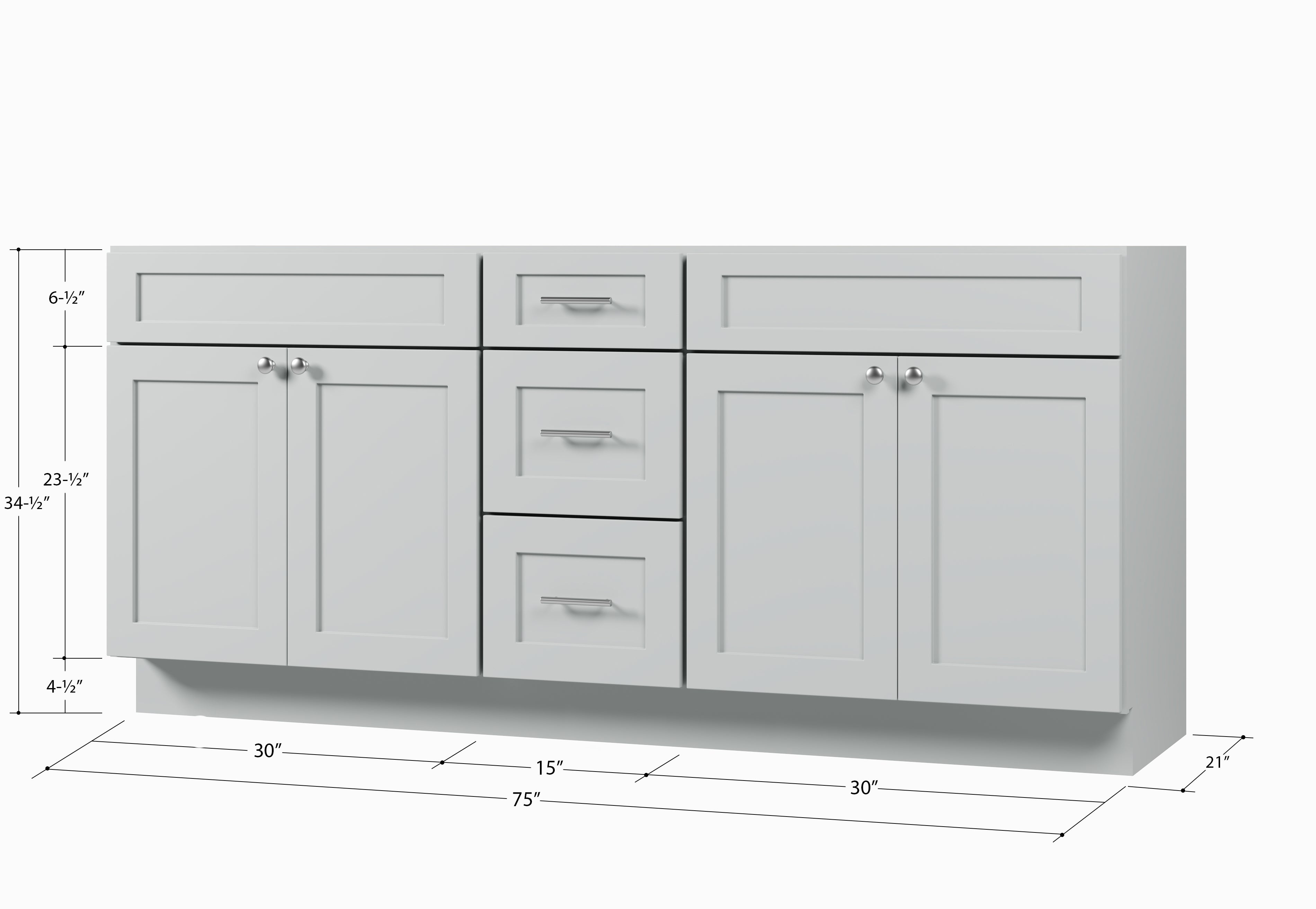 75" Double Bathroom Vanity Base only in White