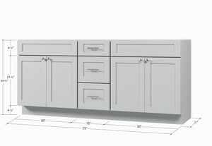 75" Double Bathroom Vanity Base only in White