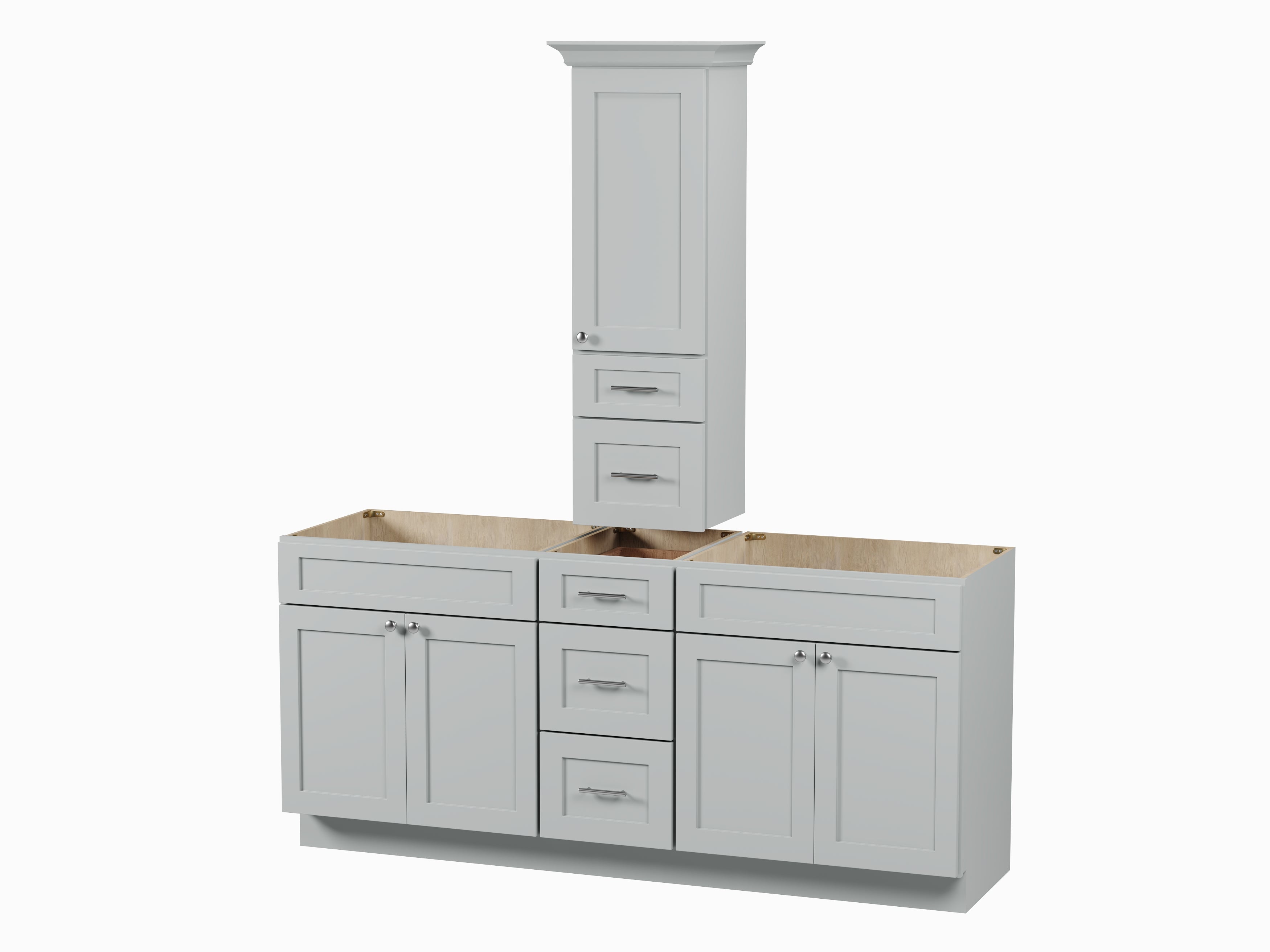 Disar 75' Double Bathroom Vanity With Counter Top Tall Cabinet Base Only