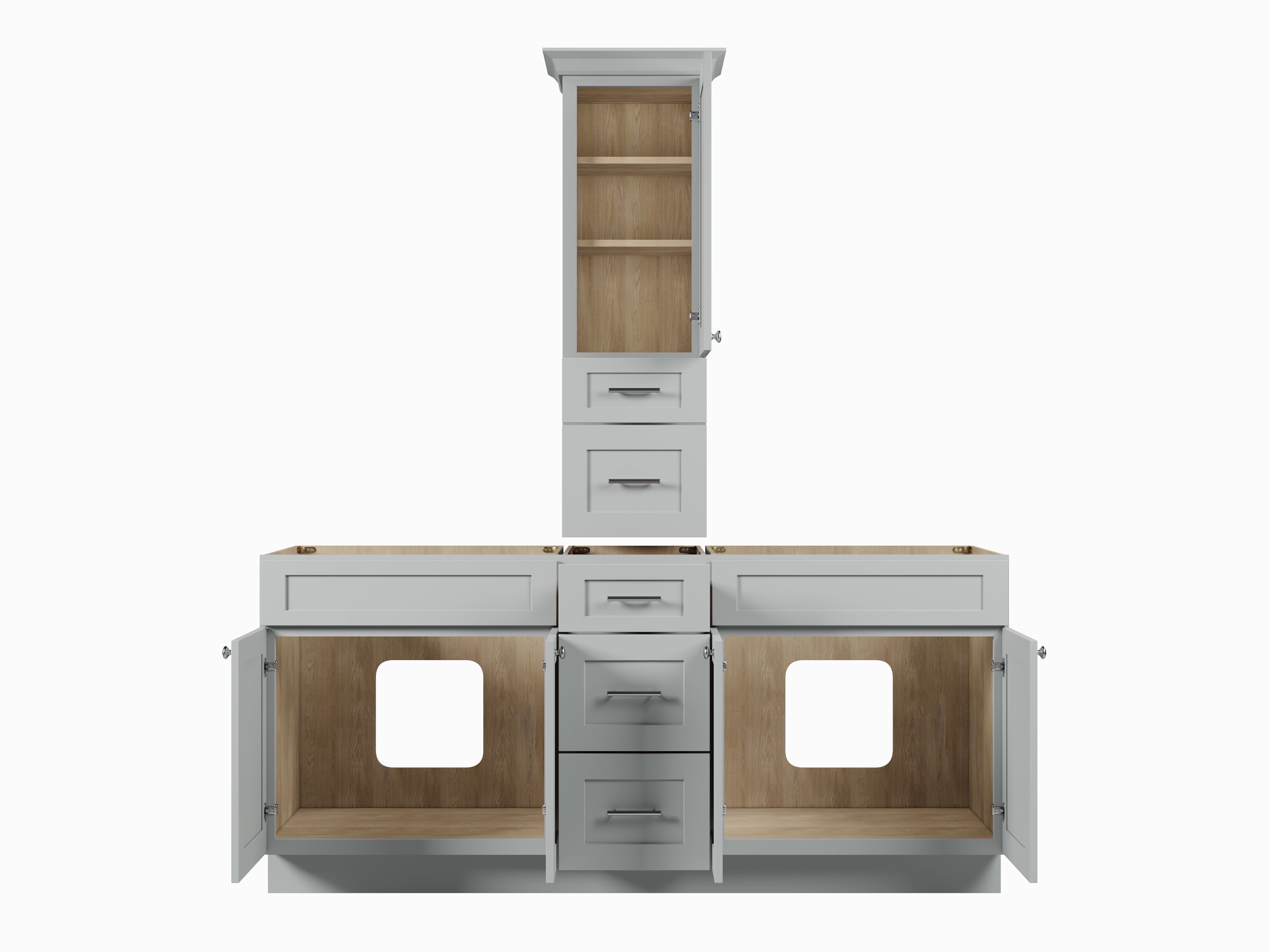 Disar 75' Double Bathroom Vanity With Counter Top Tall Cabinet Base Only