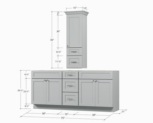 Disar 75' Double Bathroom Vanity With Counter Top Tall Cabinet Base Only