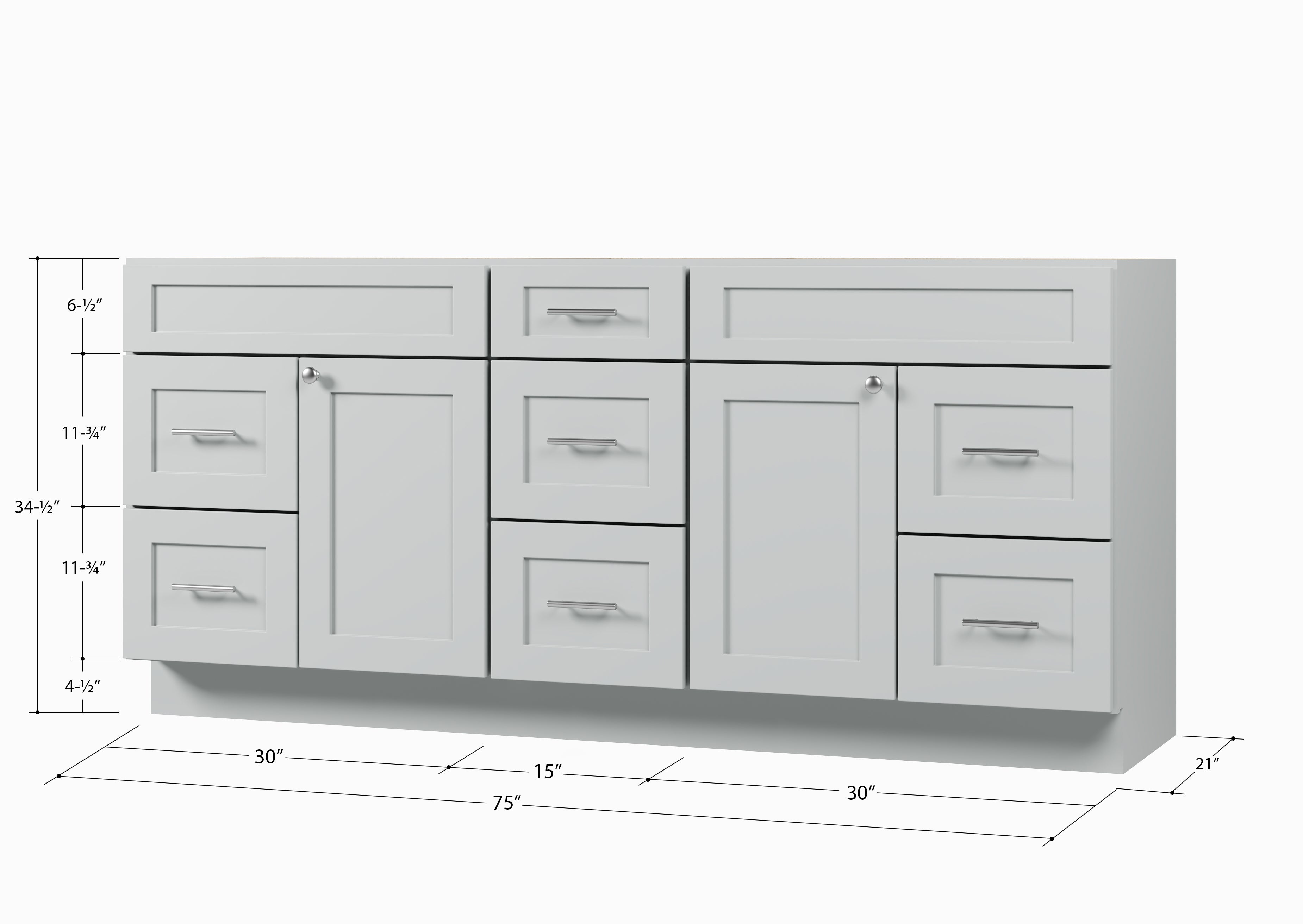 75" Double Bathroom Vanity Base only in White