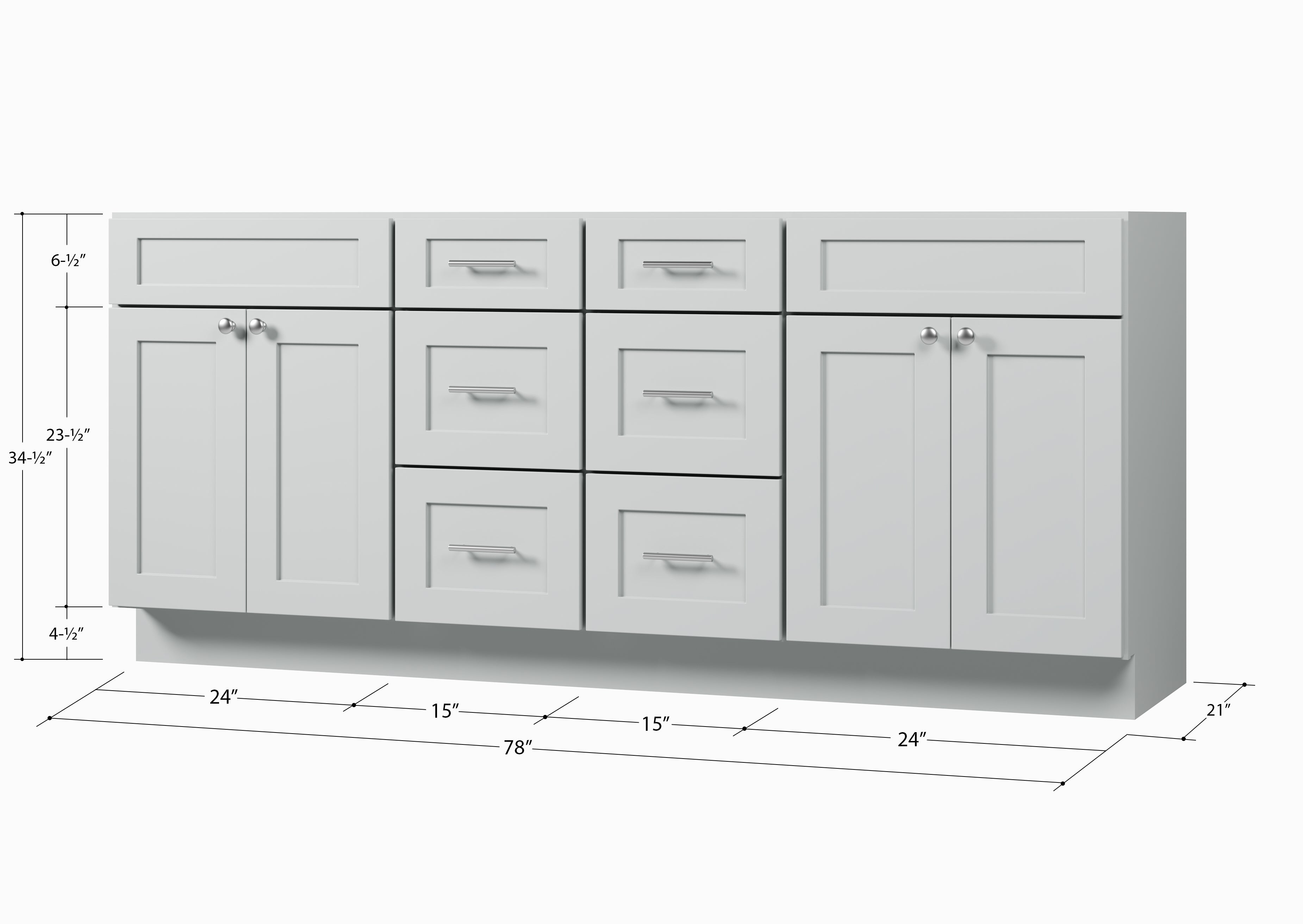 Disar 84" Double Bathroom Vanity Base Only in White