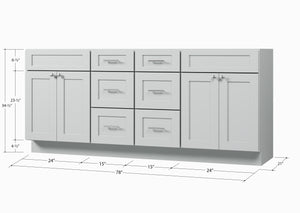 Disar 78'' Double Bathroom Vanity Base only in White