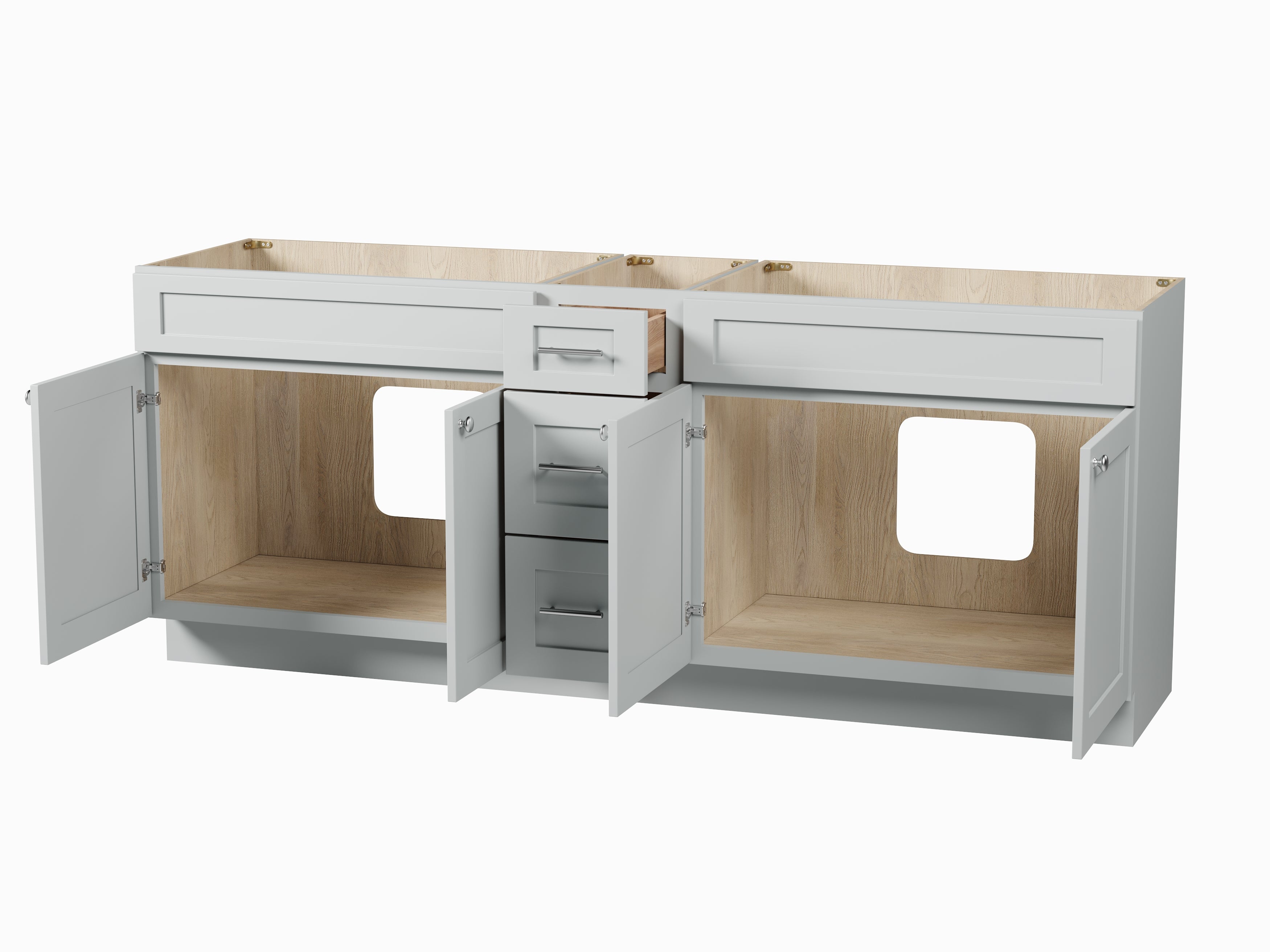 Disar 84" Double Bathroom Vanity Base Only in White