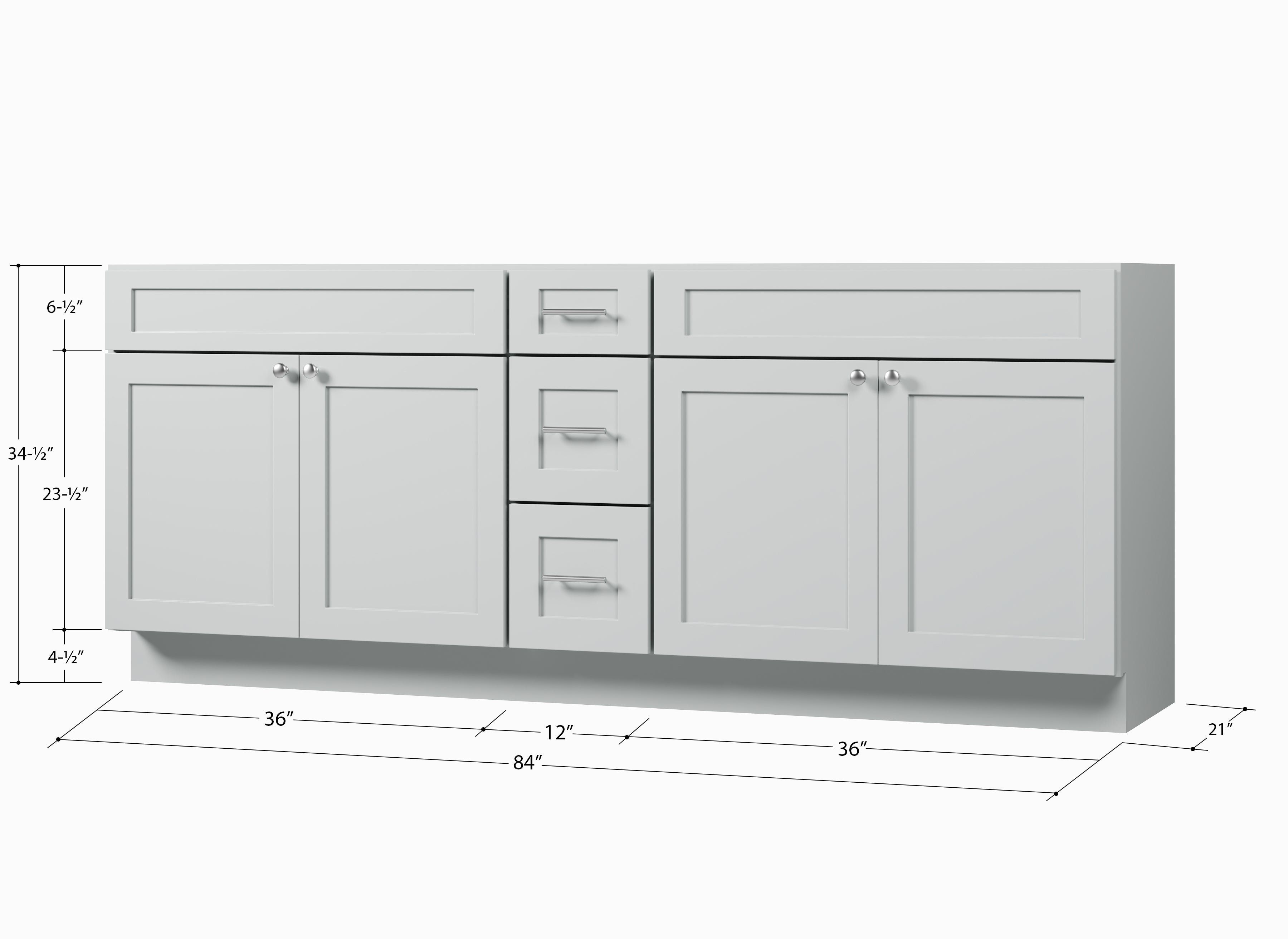 Disar 84" Double Bathroom Vanity Base Only in White