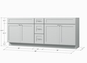 Disar 84" Double Bathroom Vanity Base Only in White
