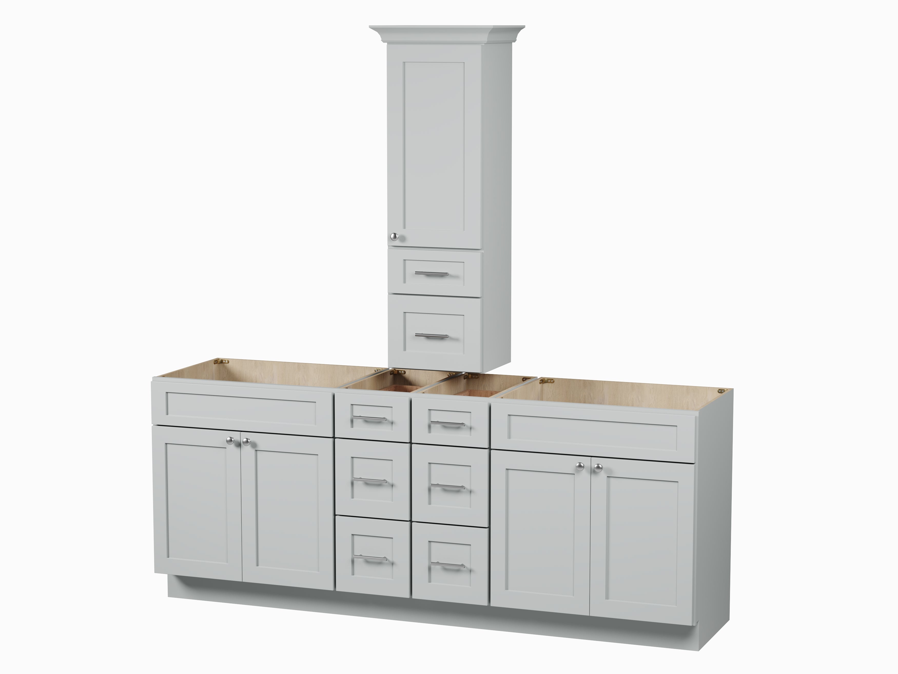 Disar 84' Double Bathroom Vanity With Counter Top Tall Cabinet Base Only