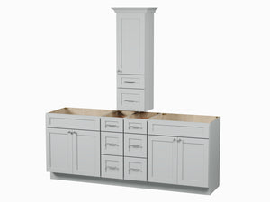Disar 84' Double Bathroom Vanity With Counter Top Tall Cabinet Base Only