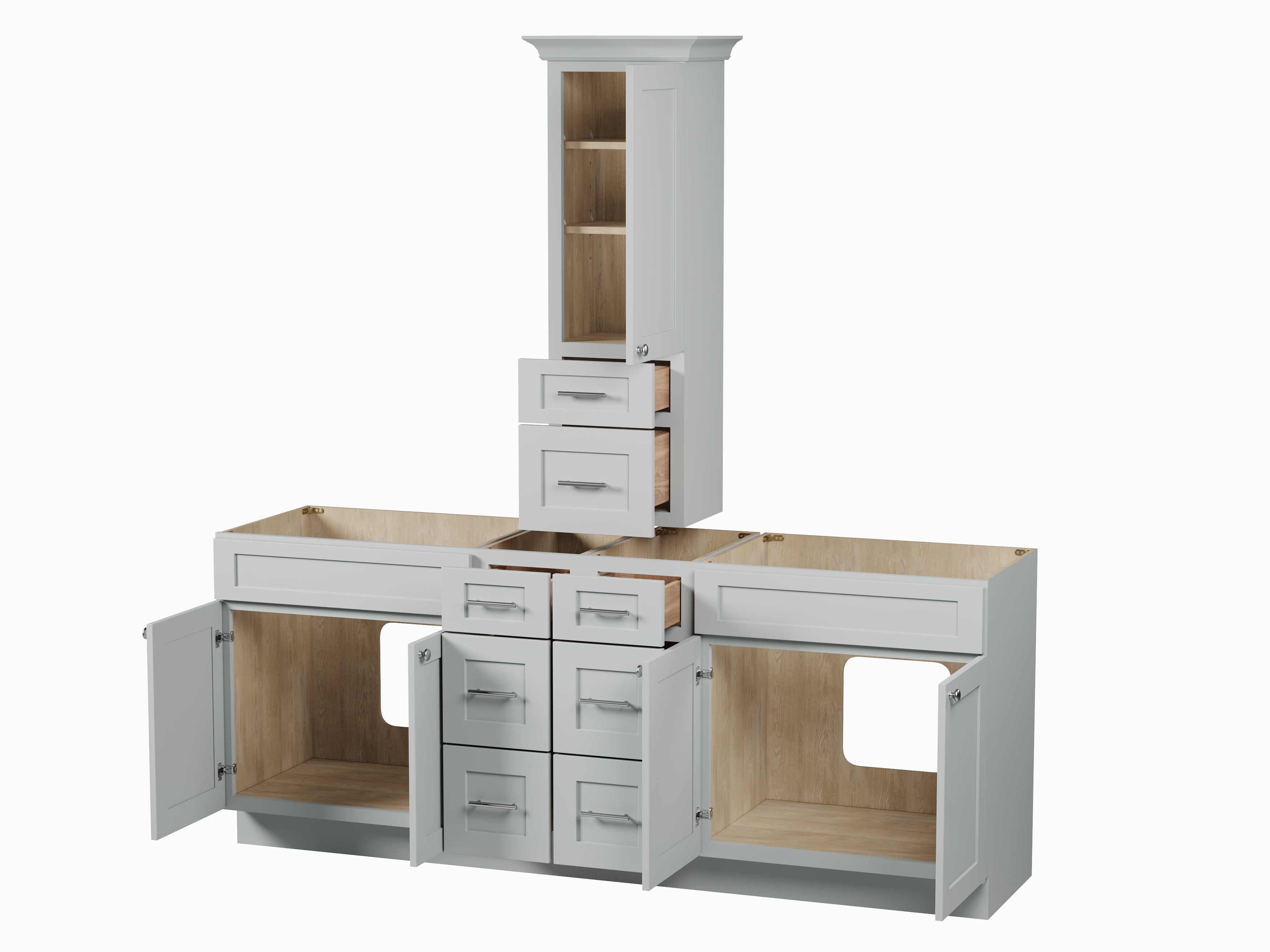 Disar 84' Double Bathroom Vanity With Counter Top Tall Cabinet Base Only
