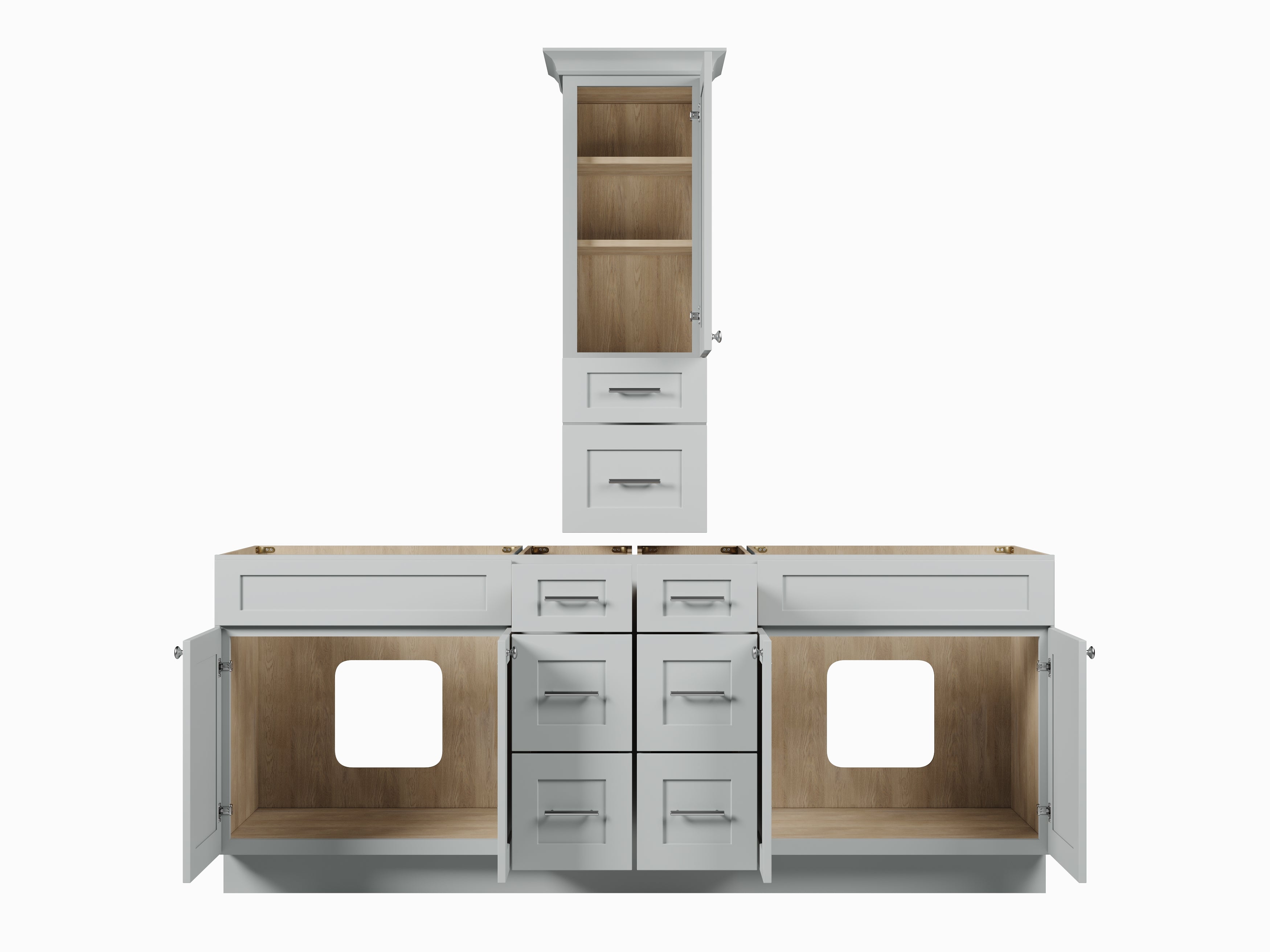 Disar 84' Double Bathroom Vanity With Counter Top Tall Cabinet Base Only
