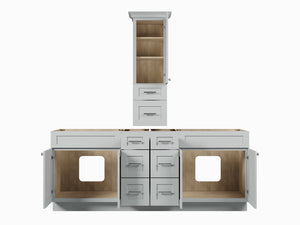 Disar 84' Double Bathroom Vanity With Counter Top Tall Cabinet Base Only
