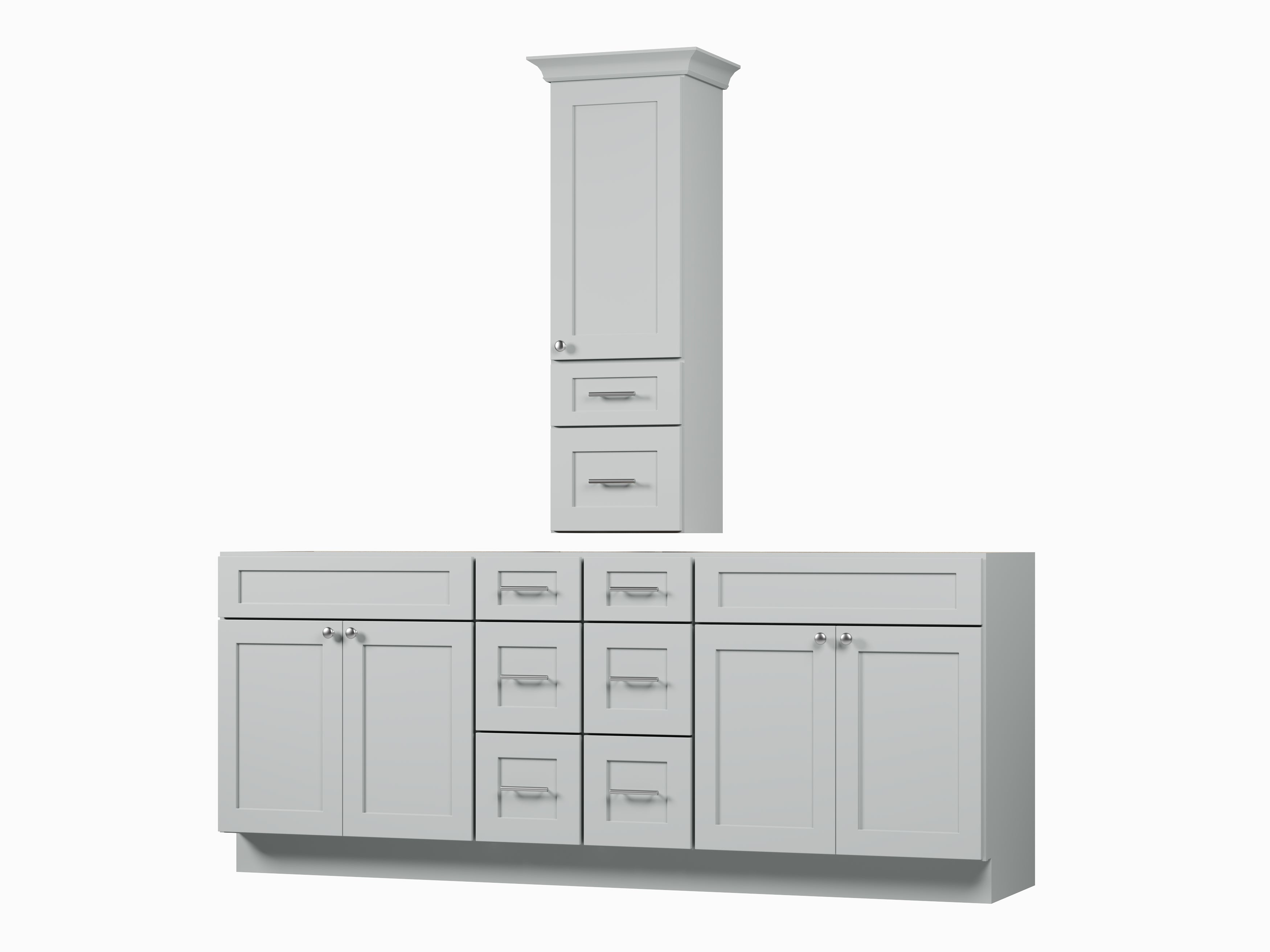 Disar 84' Double Bathroom Vanity With Counter Top Tall Cabinet Base Only