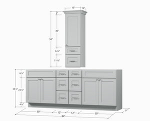 Disar 84' Double Bathroom Vanity With Counter Top Tall Cabinet Base Only