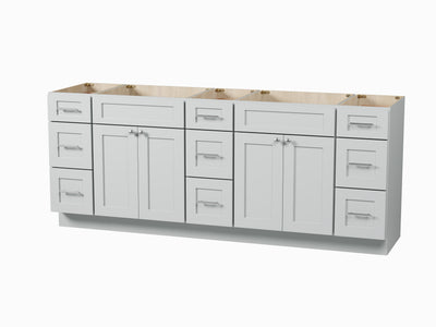 [color:Gray] 84 Double Bathroom Vanity Base Only - Gray finish view