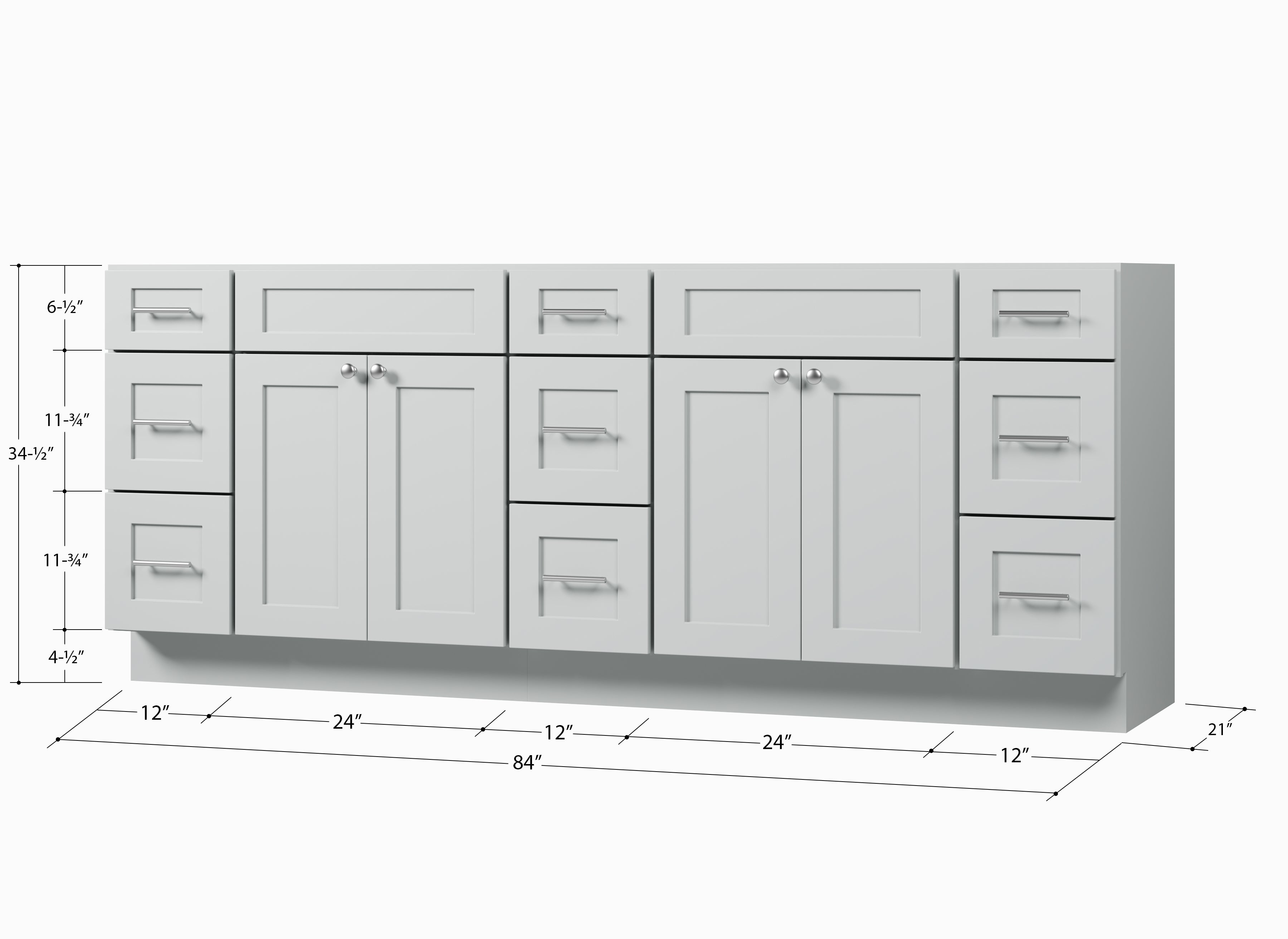 84 Double Bathroom Vanity Base Only