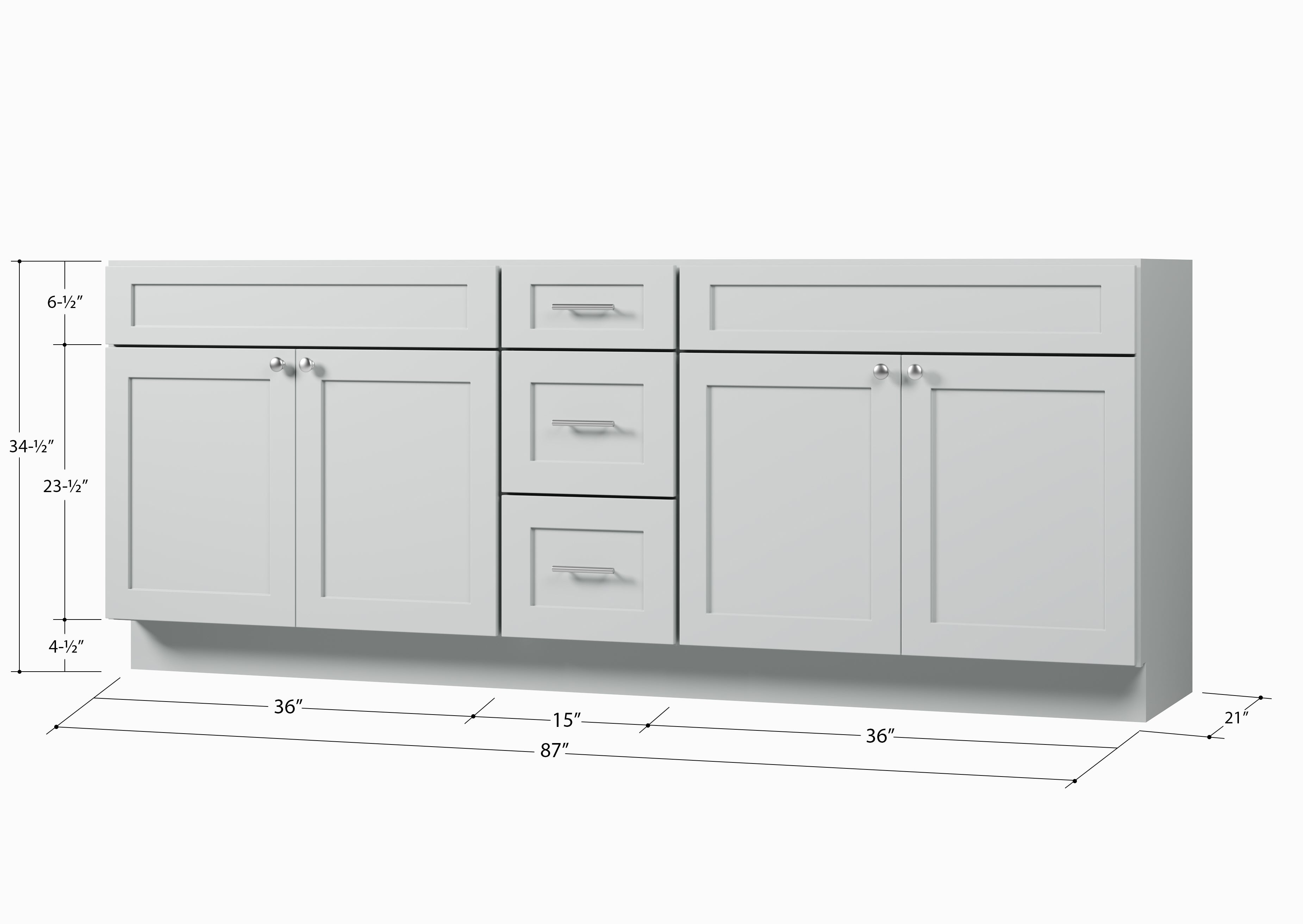 Disar 87" Double Bathroom Vanity Base Only in White
