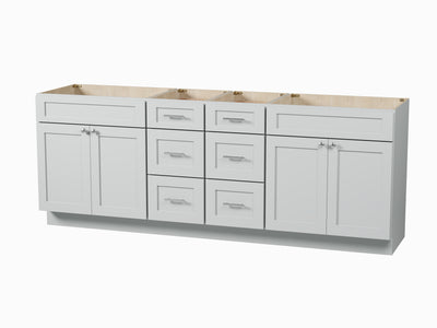 [color:Gray] 90 Double Bathroom Vanity Base Only - Gray finish view