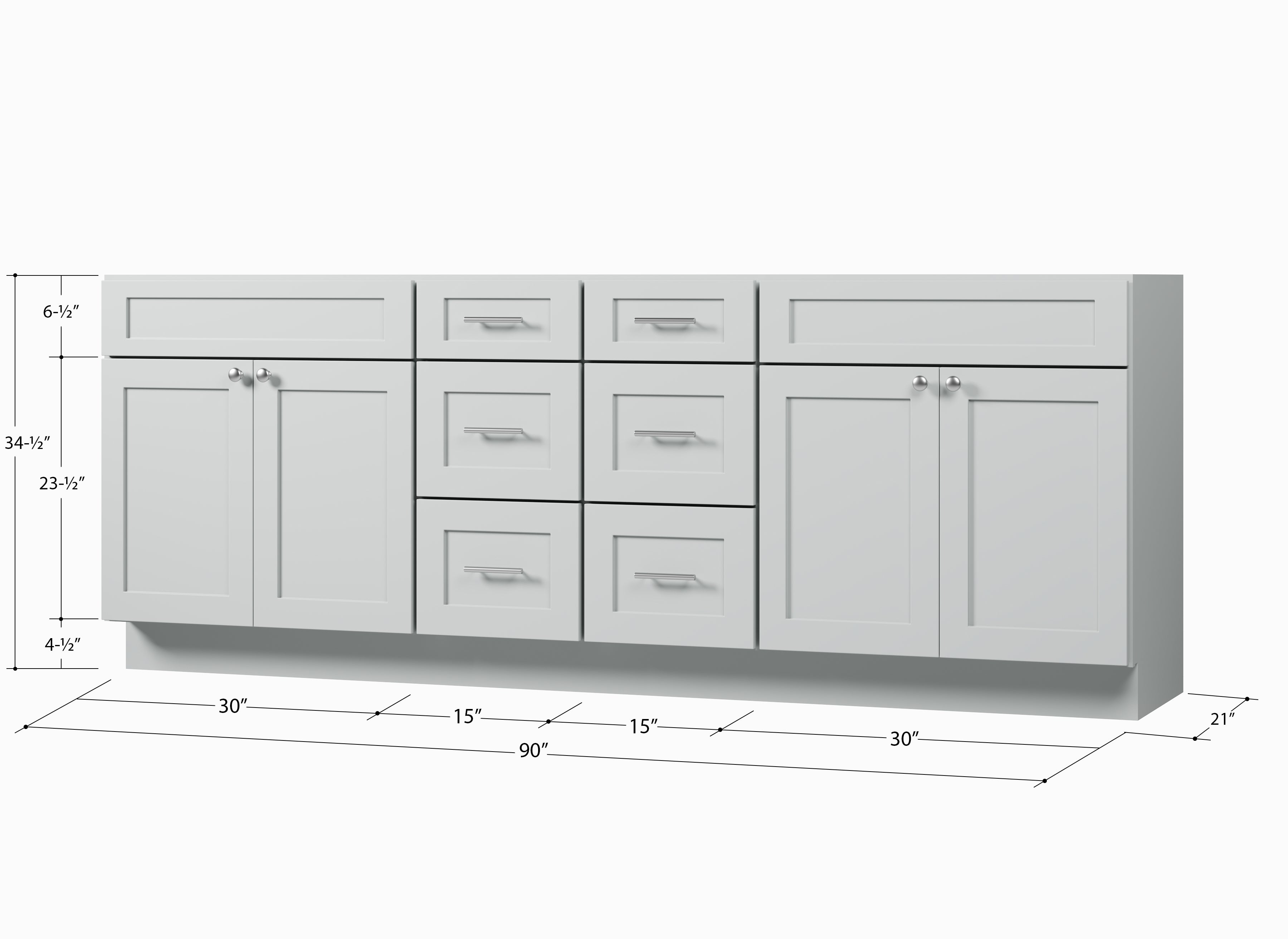 Disar 90 Double Bathroom Vanity Base Only