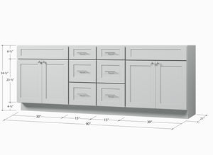 Disar 90 Double Bathroom Vanity Base Only