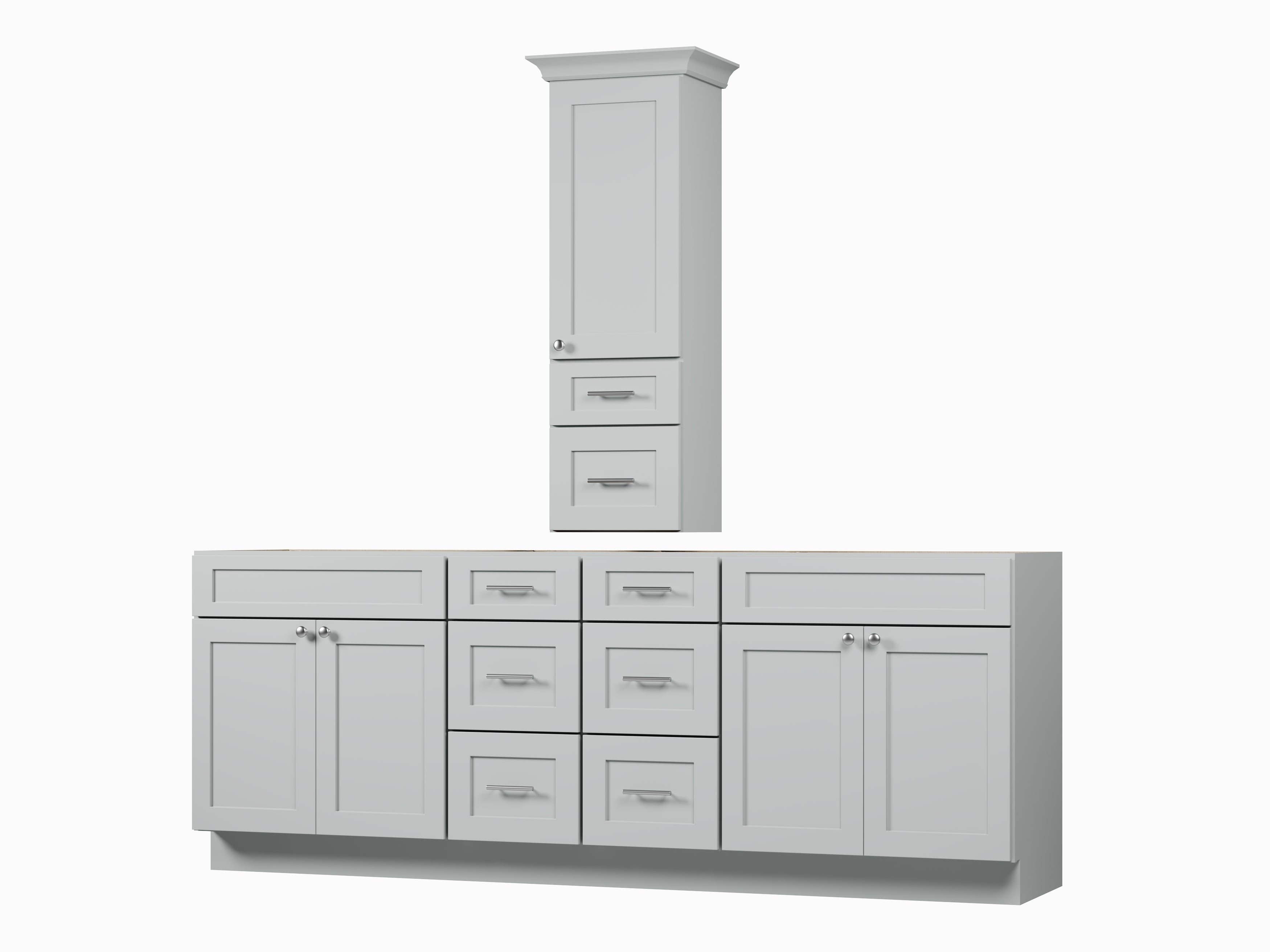 Disar 90' Double Bathroom Vanity With Counter Top Tall Cabinet Base Only