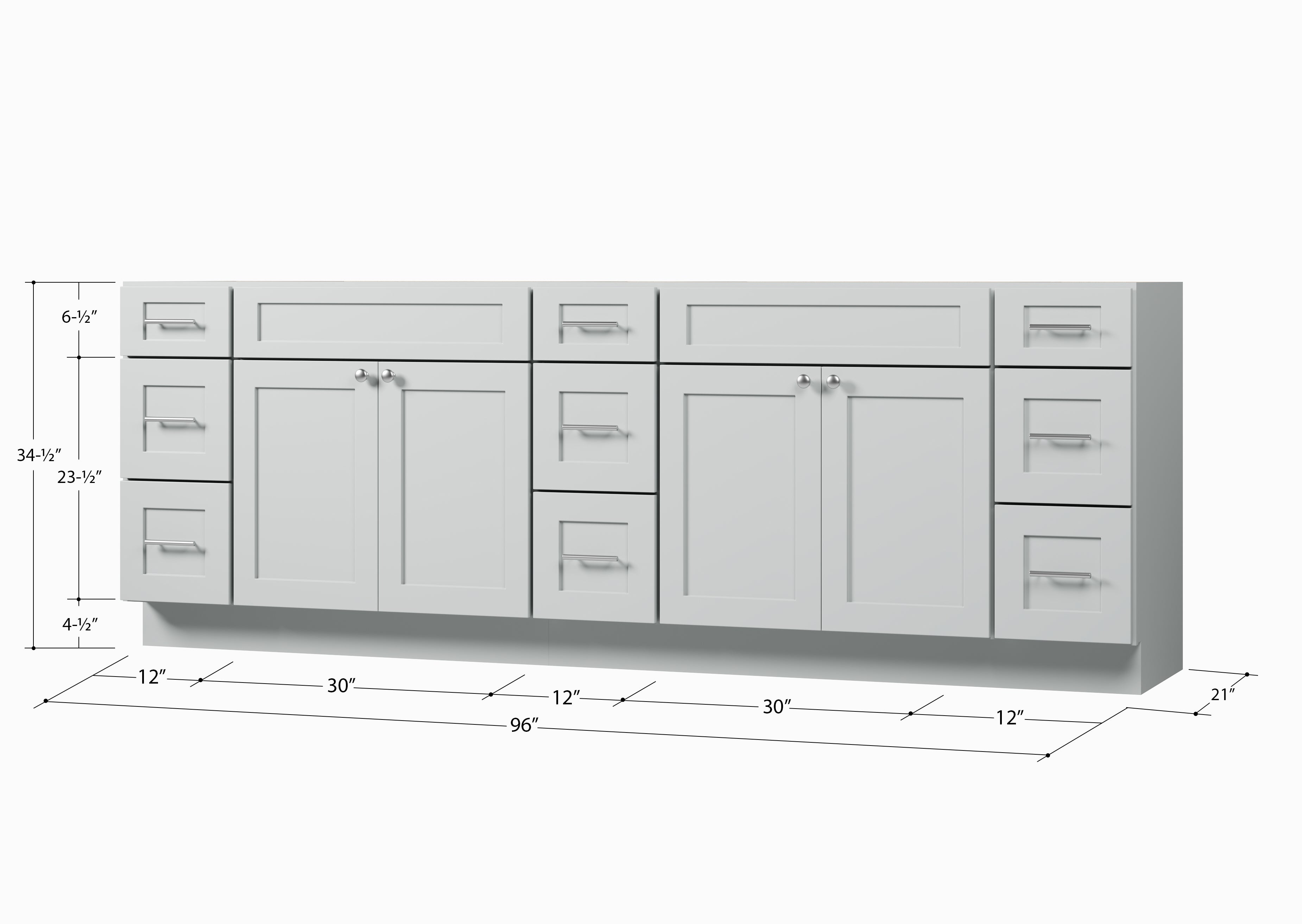Disar 96" Double Bathroom Vanity Base