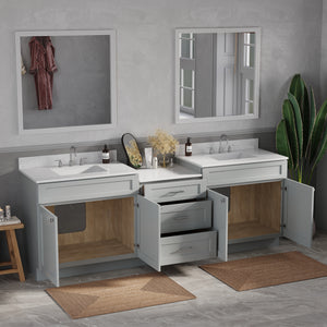 96'' Double Bathroom Vanity Cabinet Shaker Dovetail Solid Wood Drawer Carrara Quartz Top
