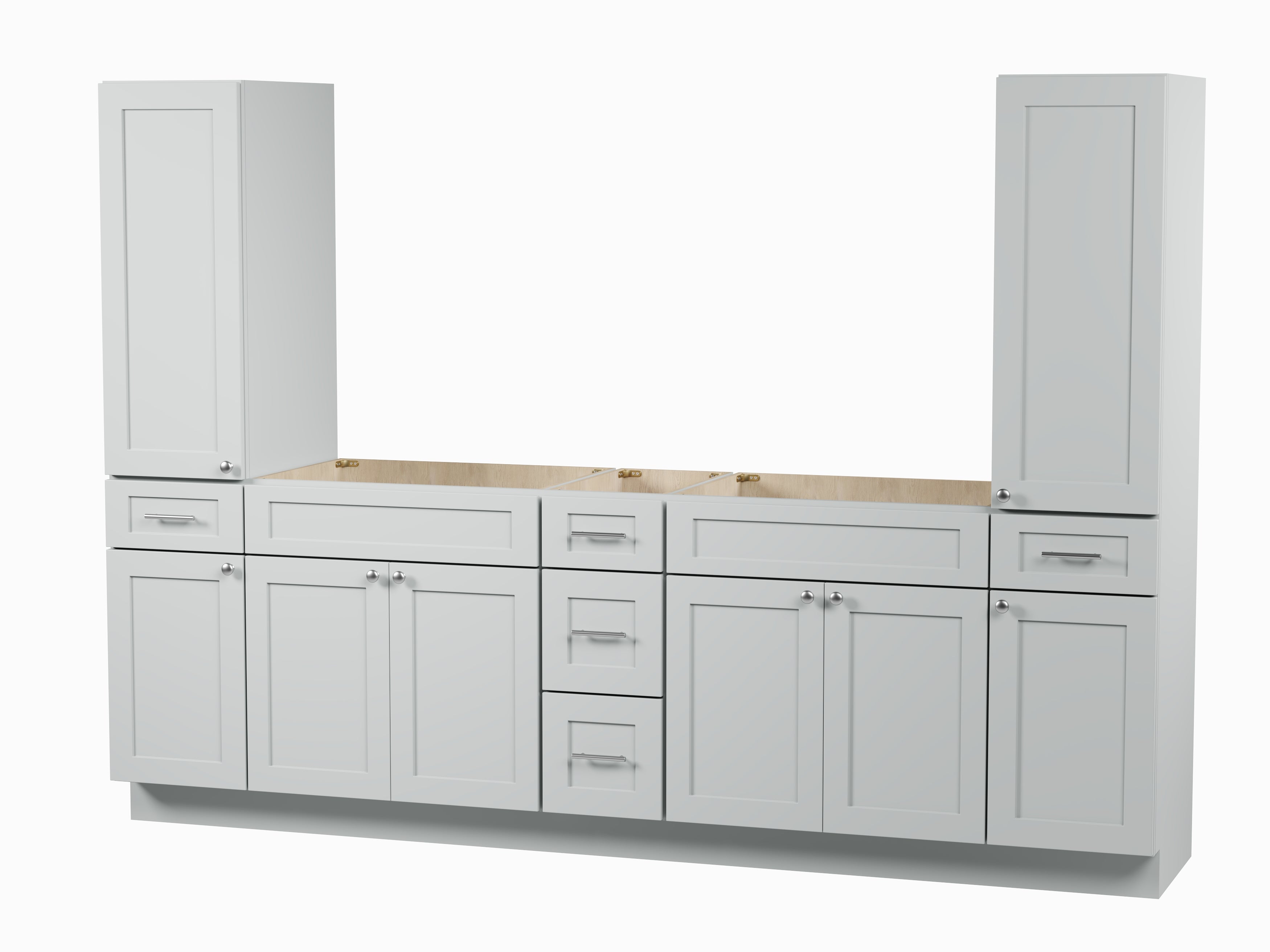 Disar 102'' Double Bathroom Vanity With Tall Linen Cabinet Dovetail Solid Wood Drawer Base Only