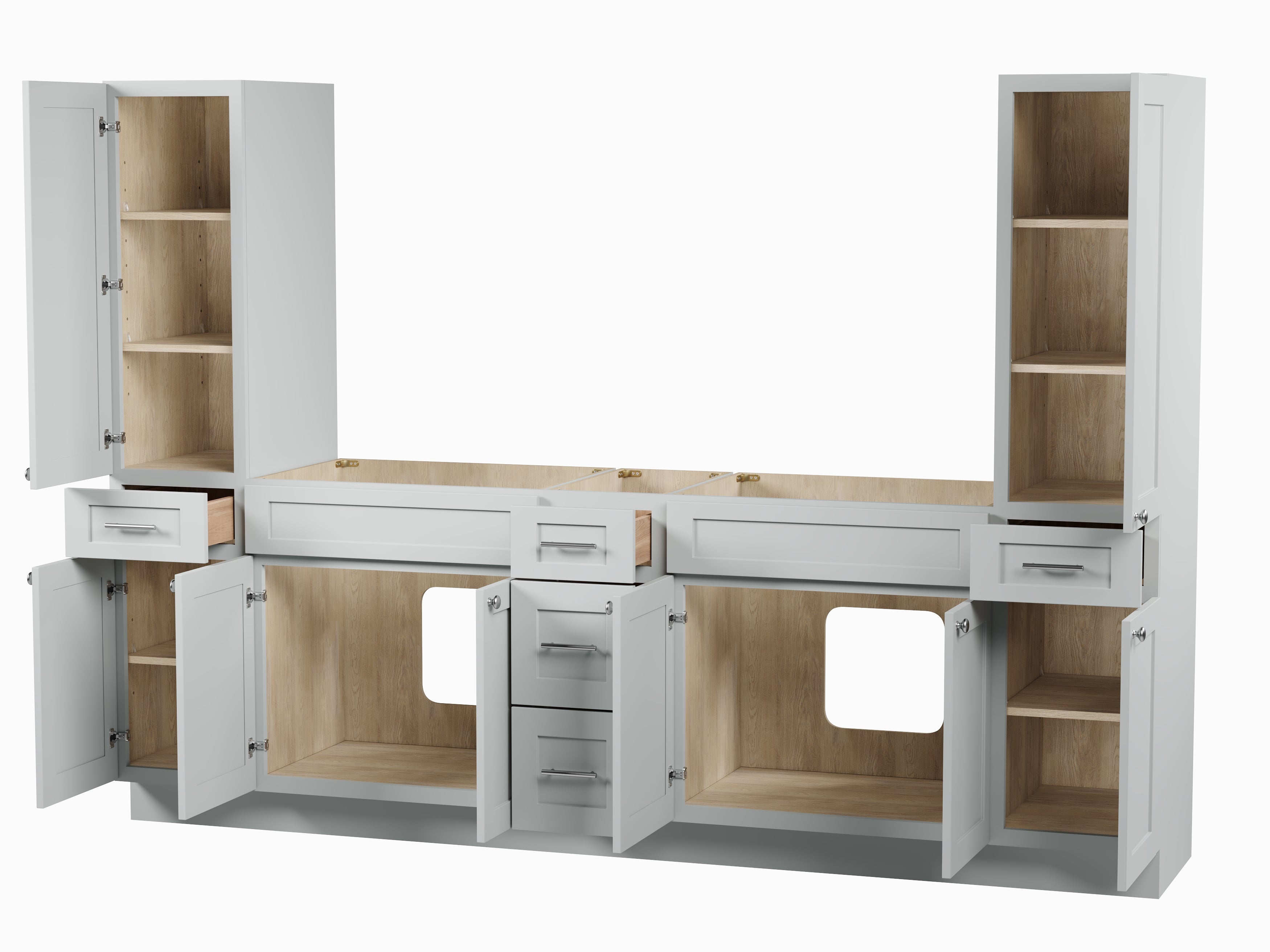 Disar 102'' Double Bathroom Vanity With Tall Linen Cabinet Dovetail Solid Wood Drawer Base Only